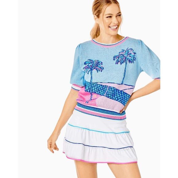🌴🎾NWT LILLY PULITZER Short Sleeve Tennis Vivie Sweater SIZE M, L, XL MSRP $148 - Picture 10 of 16